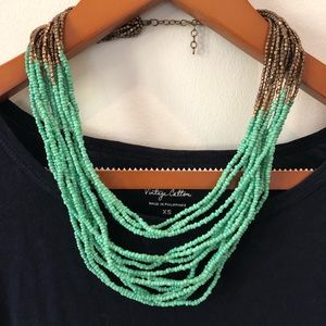 Turquoise and bronze beaded necklace